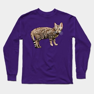 Brown Bengal Cat Blep Long Sleeve T-Shirt